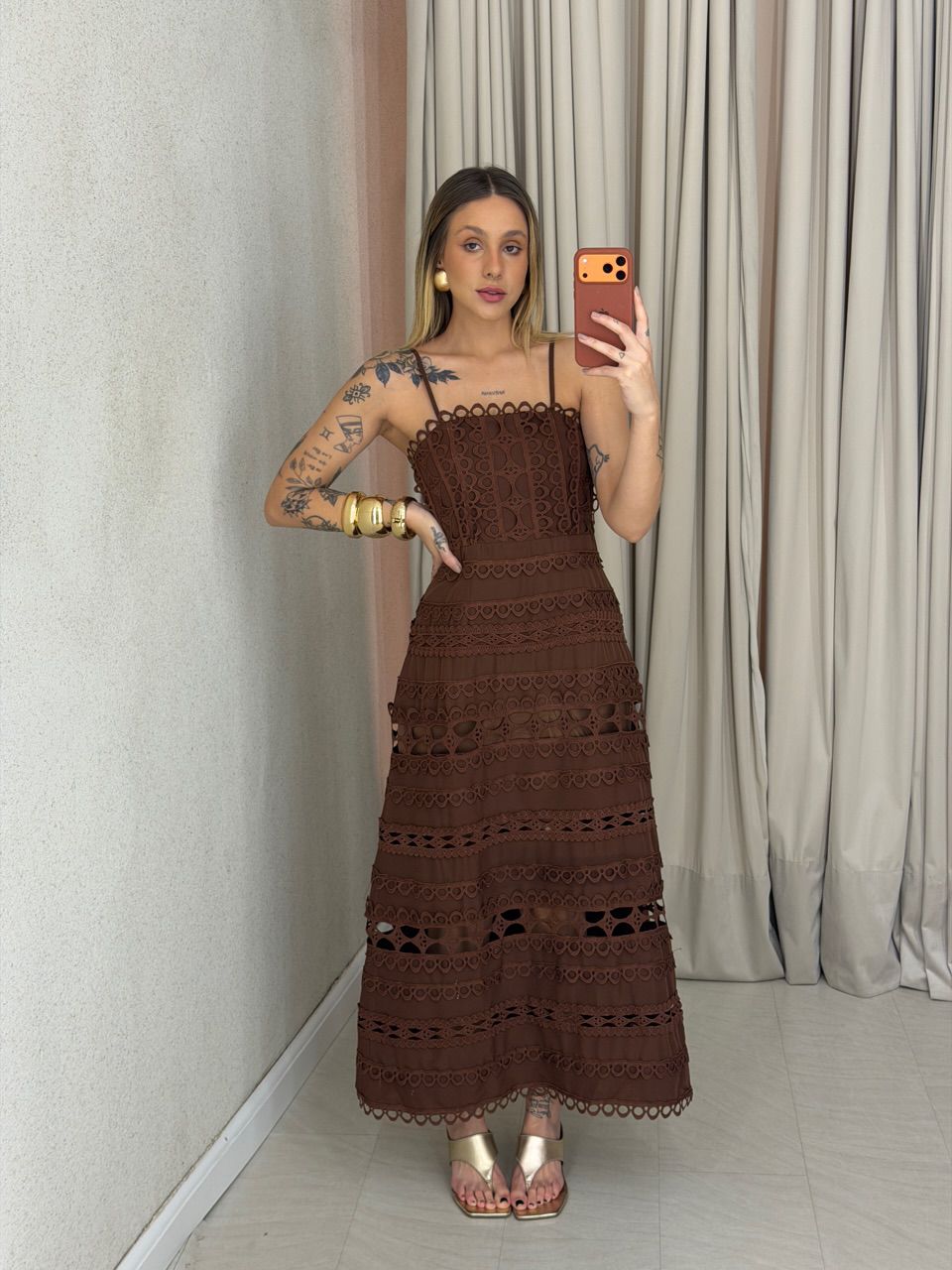 VESTIDO IRENE LAISE MARROM - 0070290054 - CAROLLA FERRARO