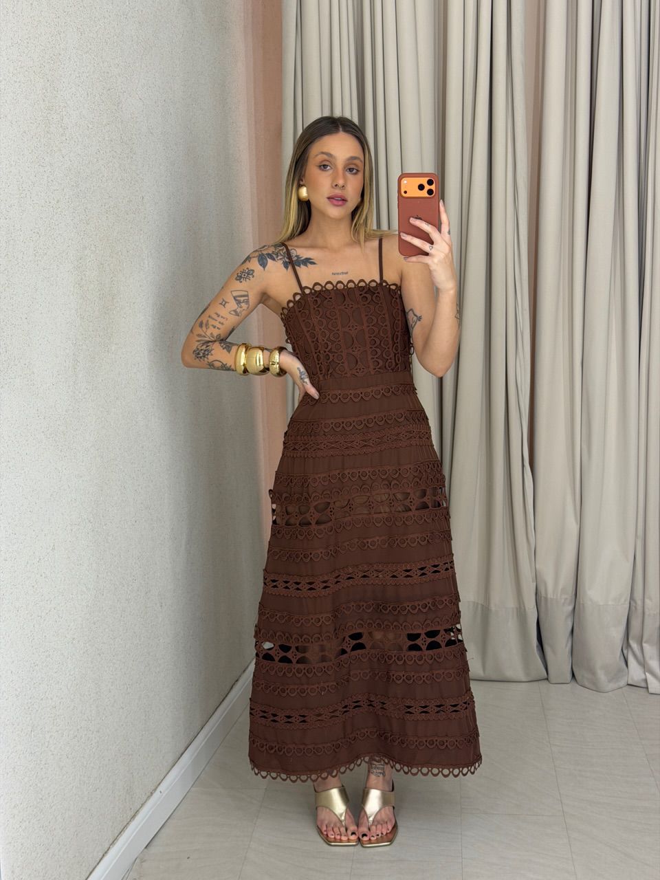 VESTIDO IRENE LAISE MARROM