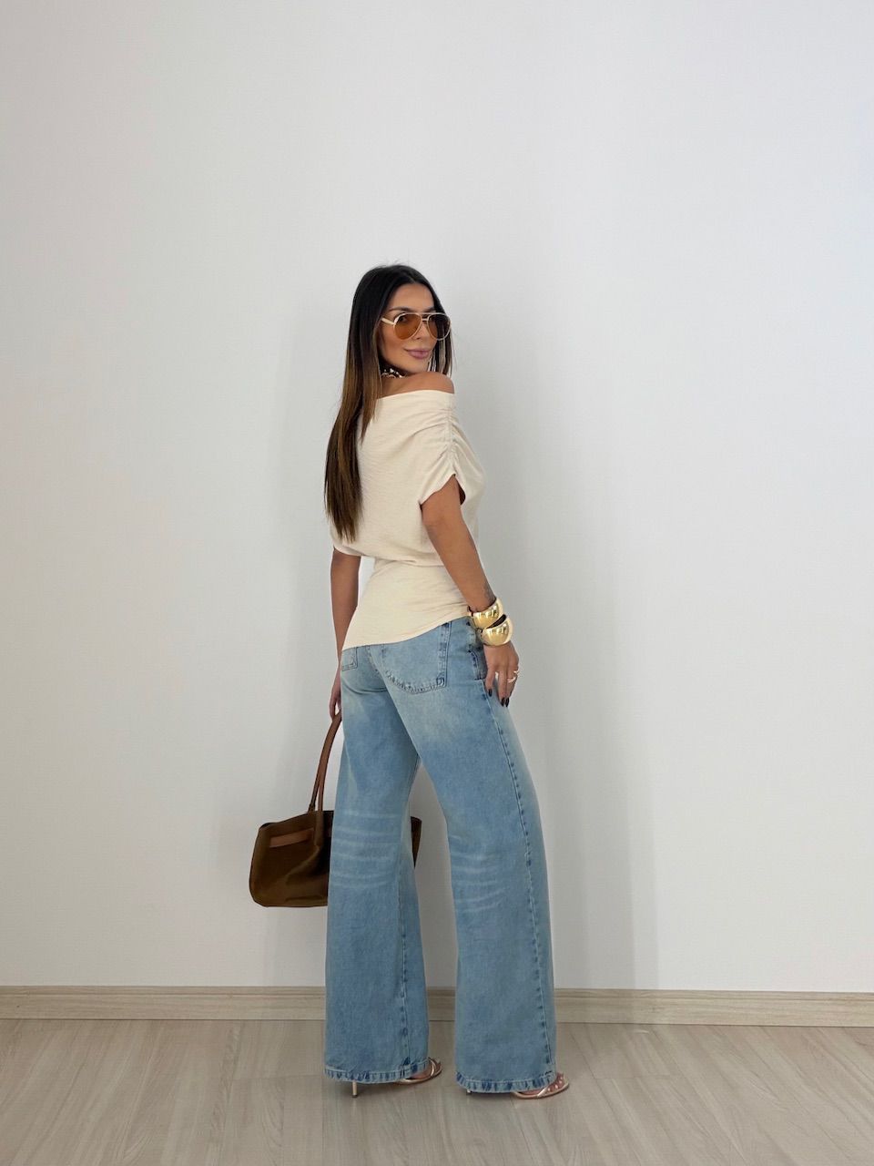 BLUSA LIZ DRAPEADA CREME