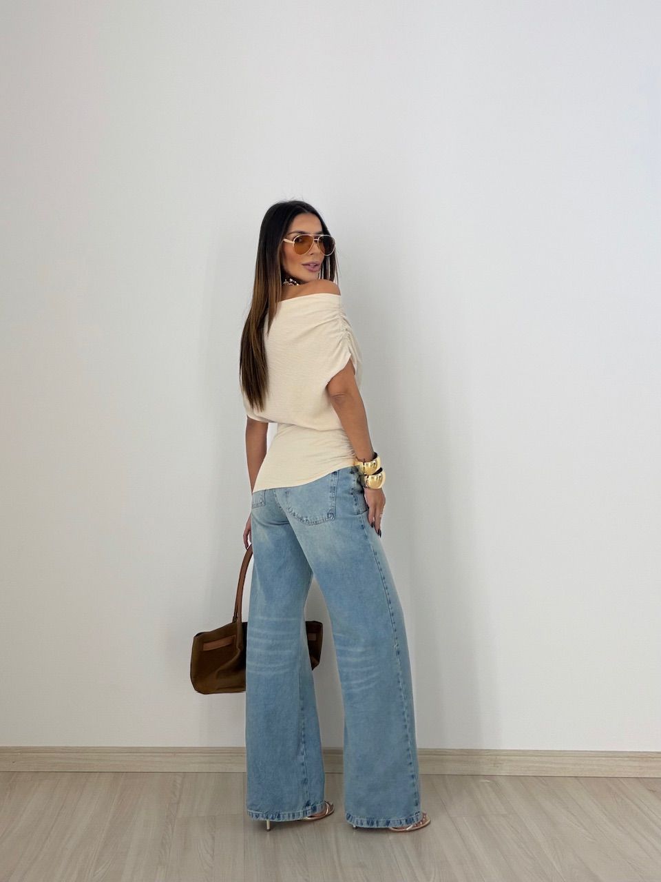 BLUSA LIZ DRAPEADA CREME