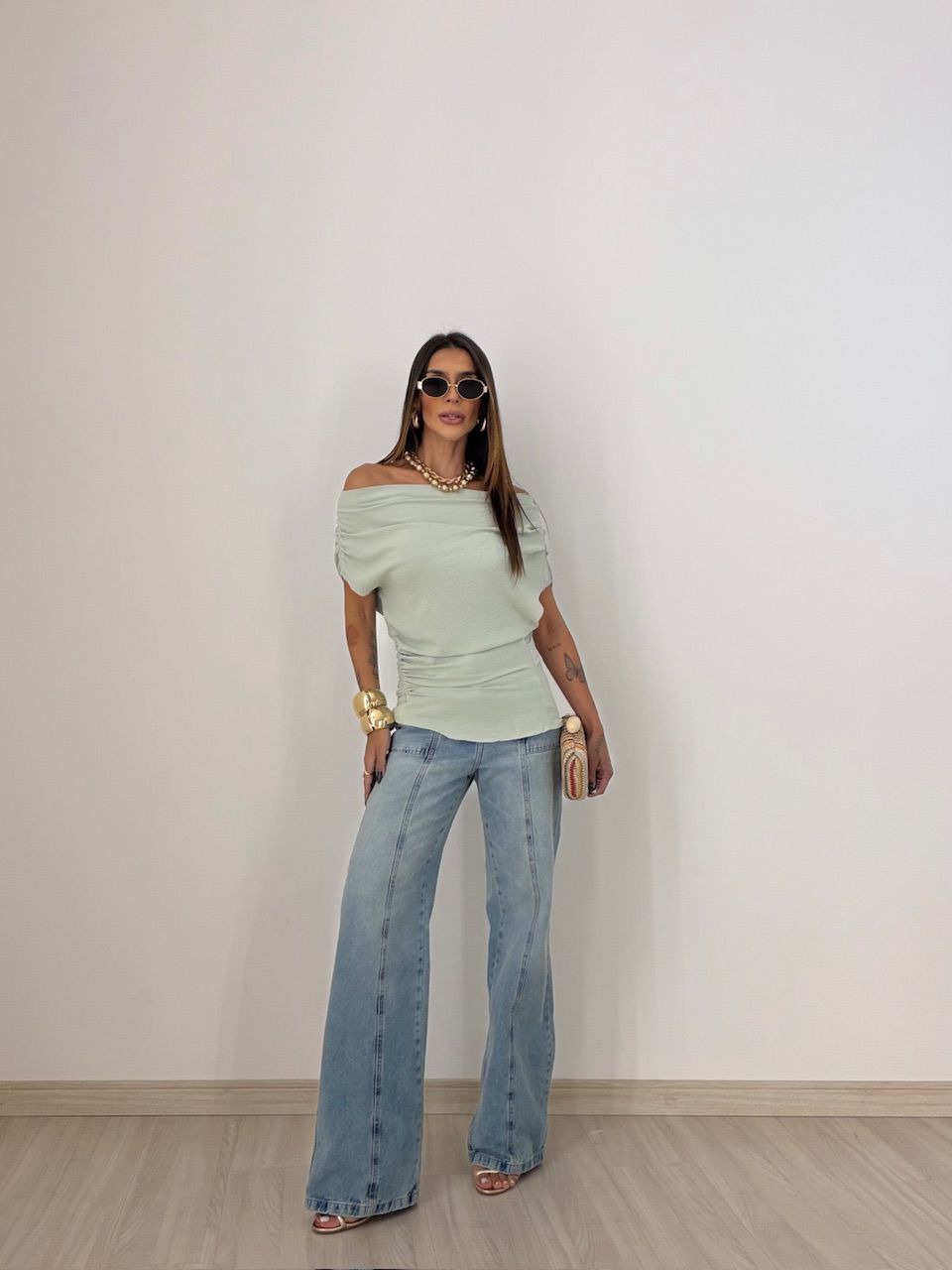BLUSA LIZ DRAPEADA MENTA