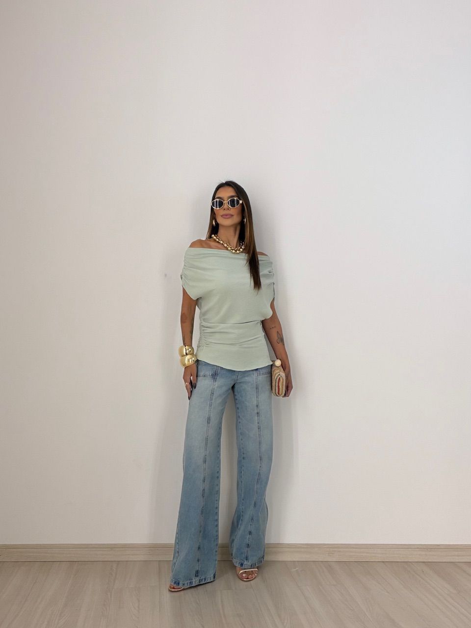 BLUSA LIZ DRAPEADA MENTA
