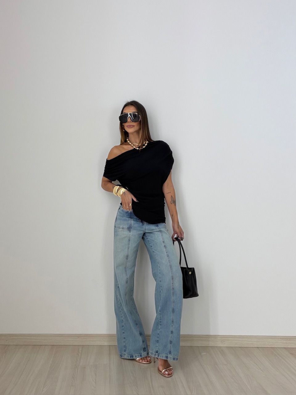 BLUSA LIZ DRAPEADA PRETA