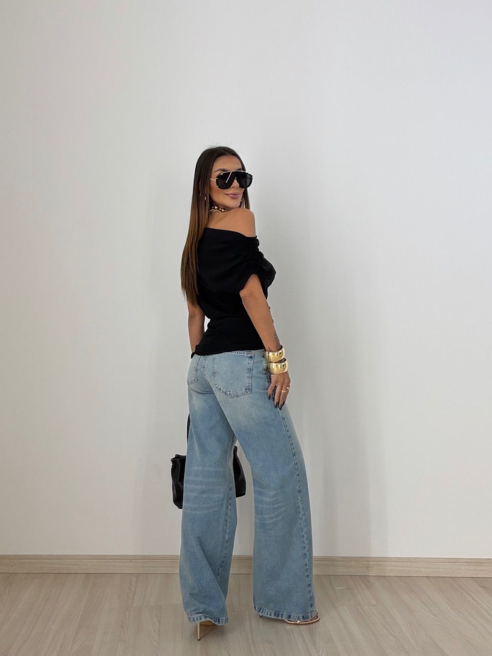 BLUSA LIZ DRAPEADA PRETA