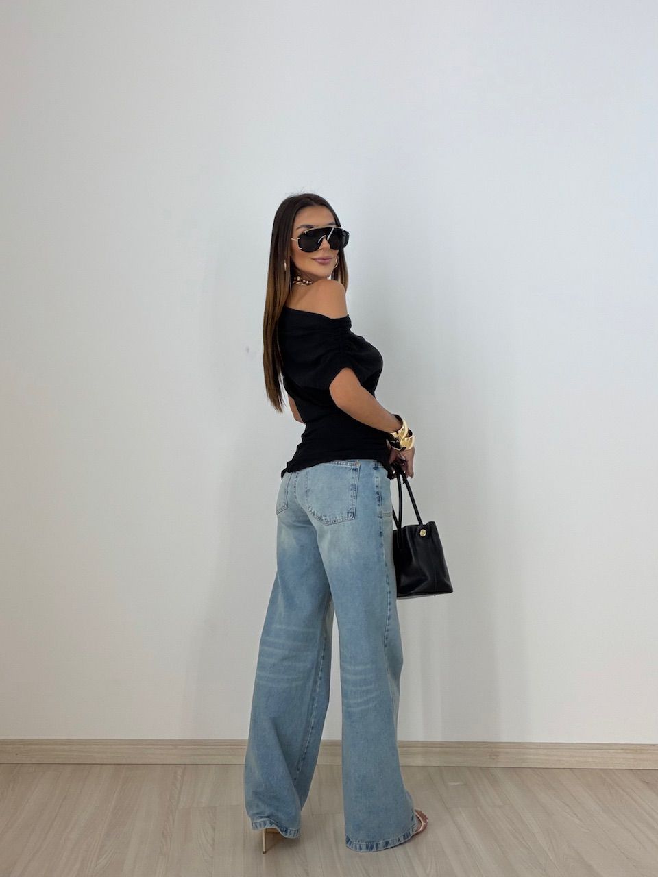 BLUSA LIZ DRAPEADA PRETA