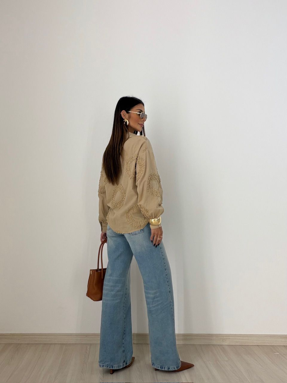 CAMISA GISELE BORDADA NUDE