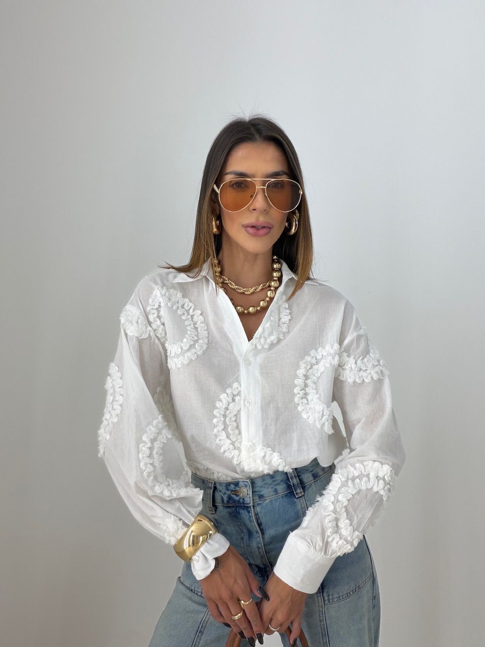 CAMISA GISELE BORDADA OFF