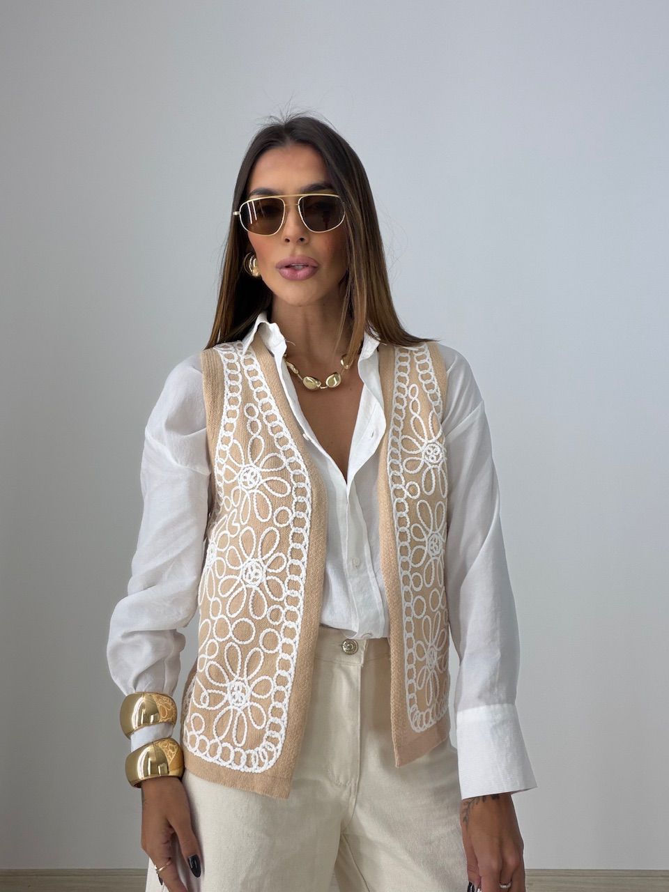 COLETE EMMA BORDADO CREME - 0077530087 - CAROLLA FERRARO