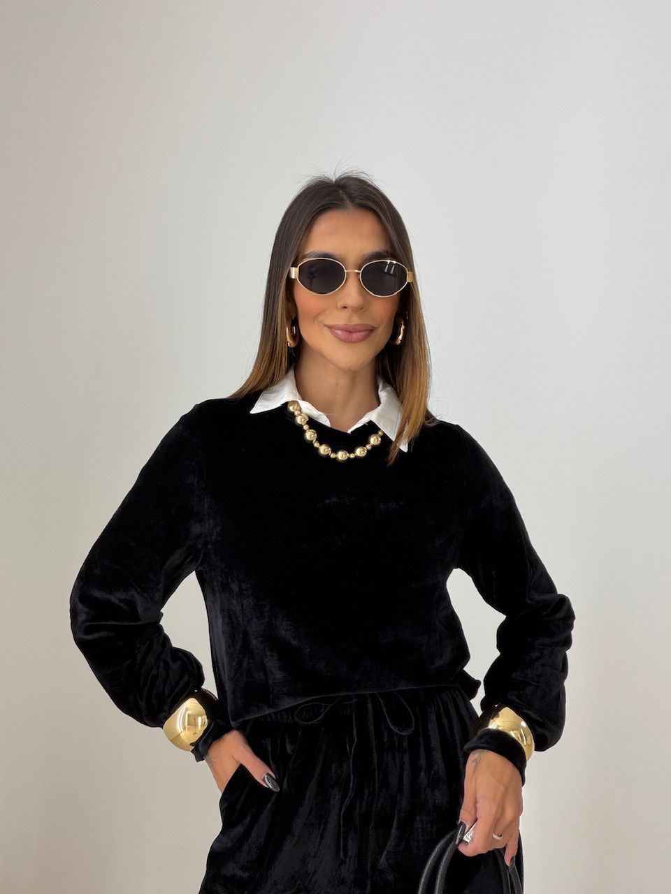 CONJUNTO VALESCA VELUDO PRETO