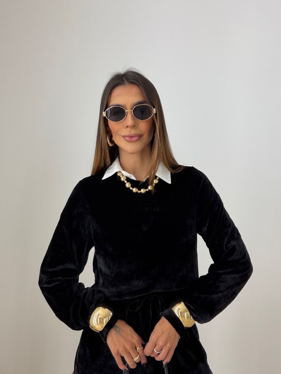 CONJUNTO VALESCA VELUDO PRETO