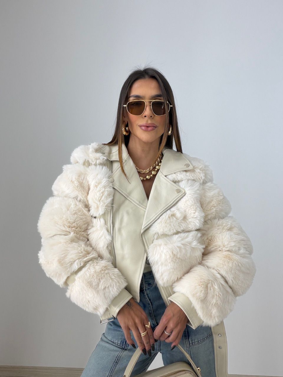 PUFFER MICHELE PELINHOS CREME - 0077580087 - CAROLLA FERRARO