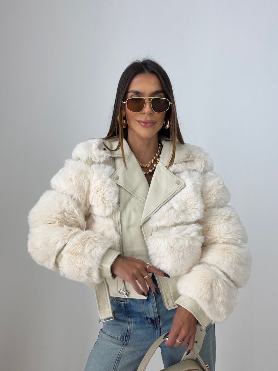 PUFFER MICHELE PELINHOS CREME