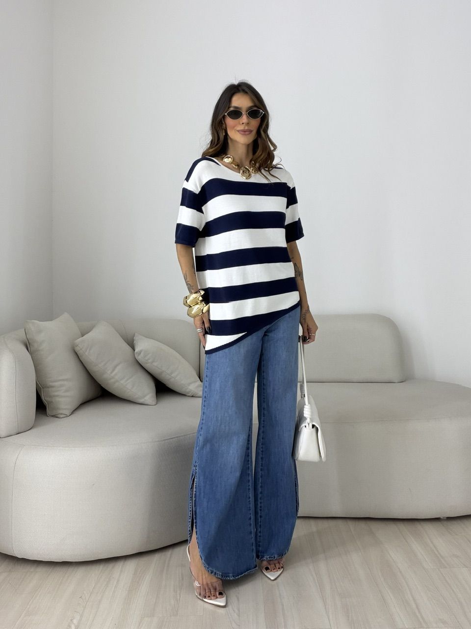 BLUSA BRUNA LISTRADA MARINHO