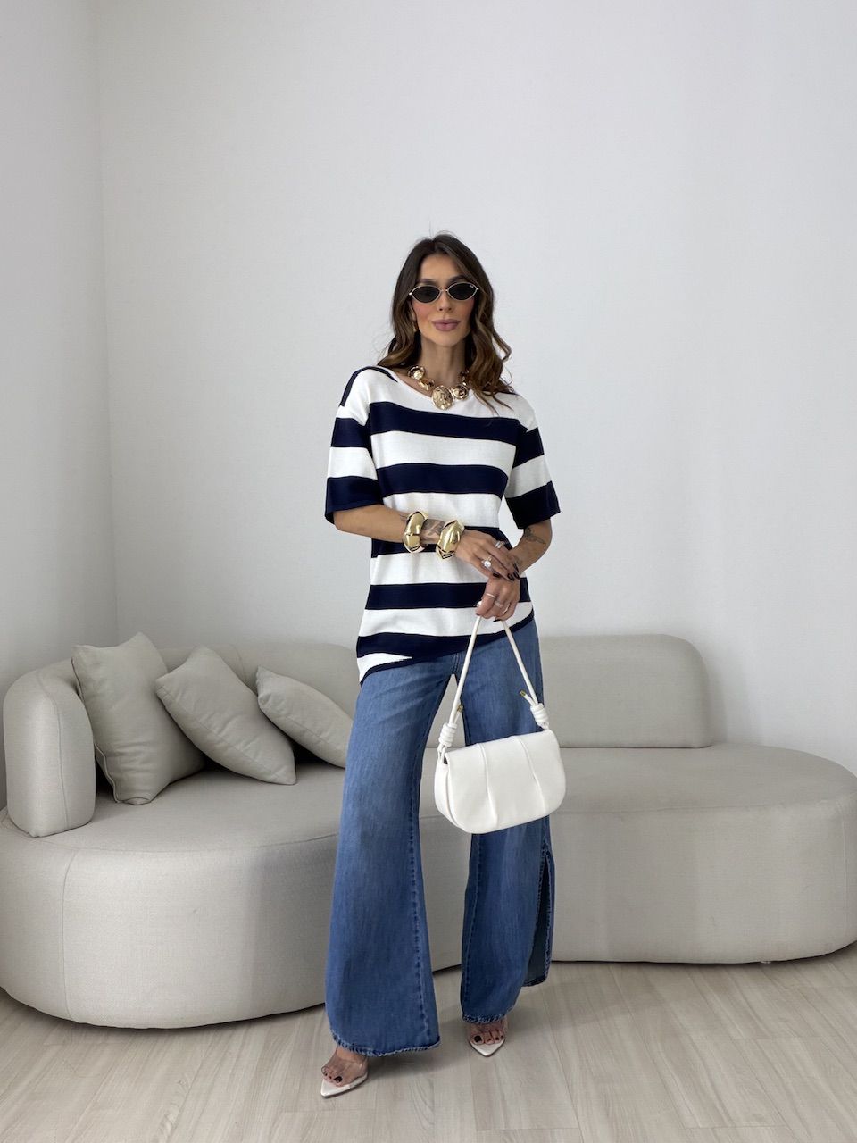 BLUSA BRUNA LISTRADA MARINHO