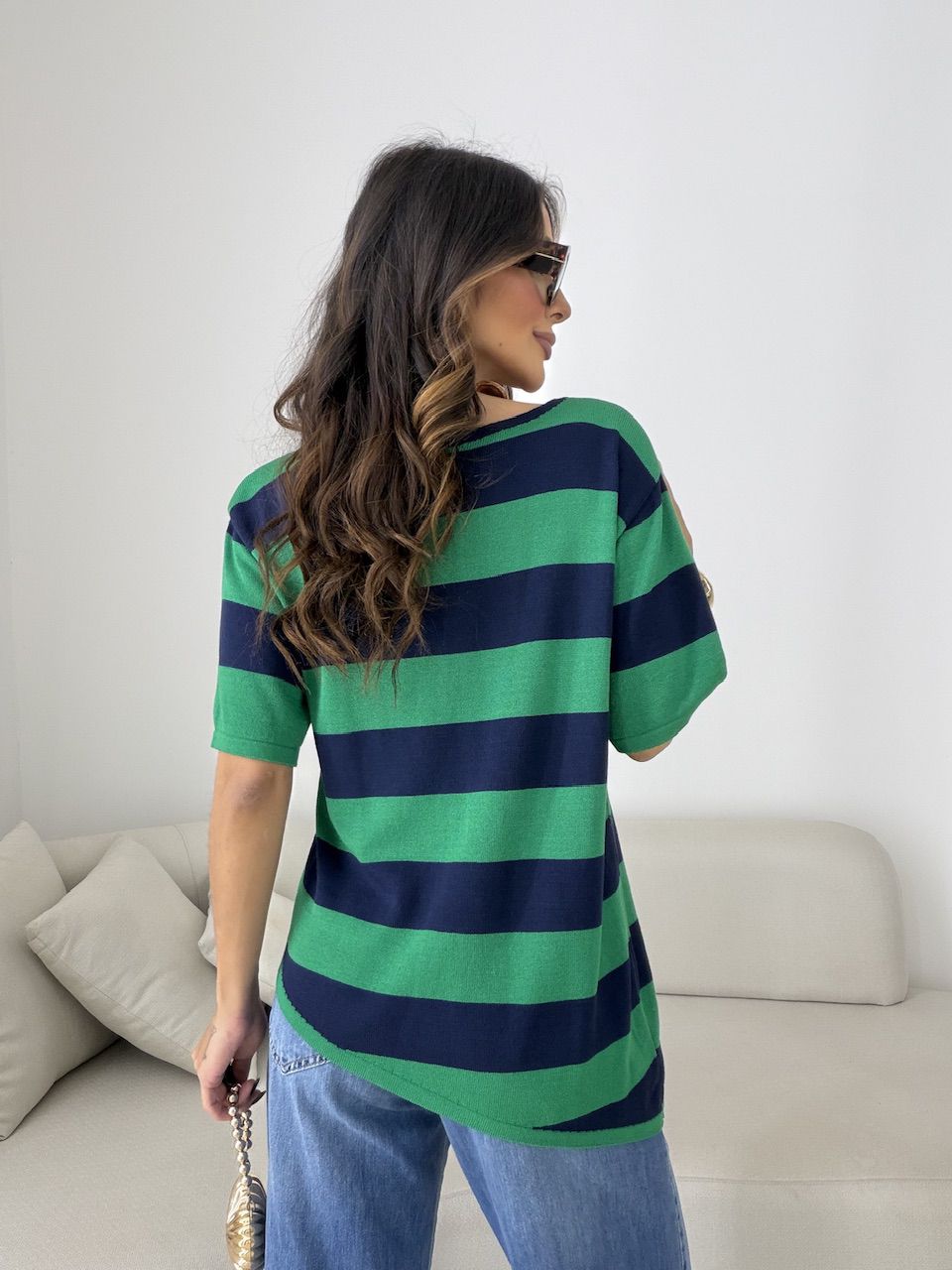 BLUSA BRUNA LISTRADA VERDE