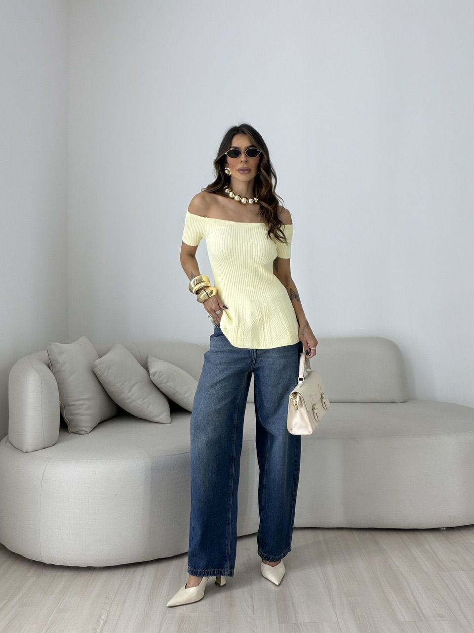 BLUSA SUELI TRICOT AMARELA