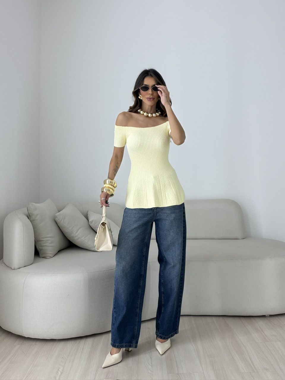 BLUSA SUELI TRICOT AMARELA
