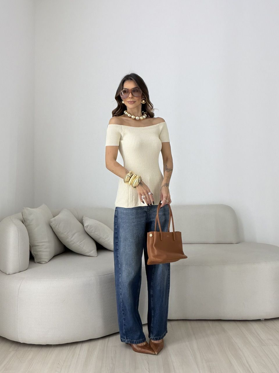 BLUSA SUELI TRICOT AREIA