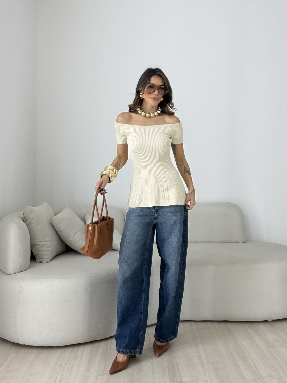 BLUSA SUELI TRICOT AREIA