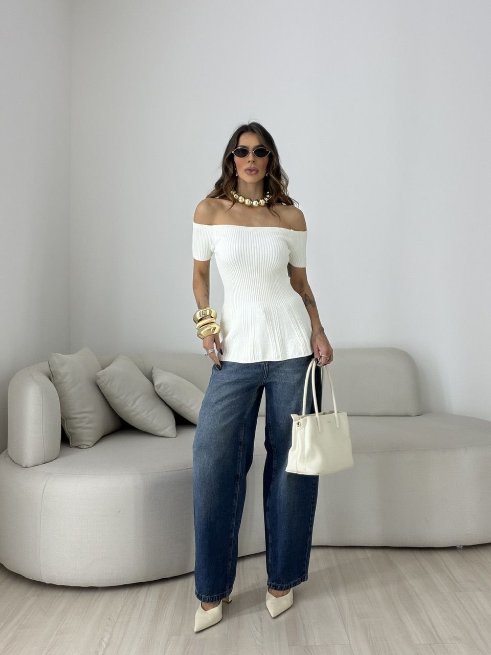 BLUSA SUELI TRICOT MARFIM