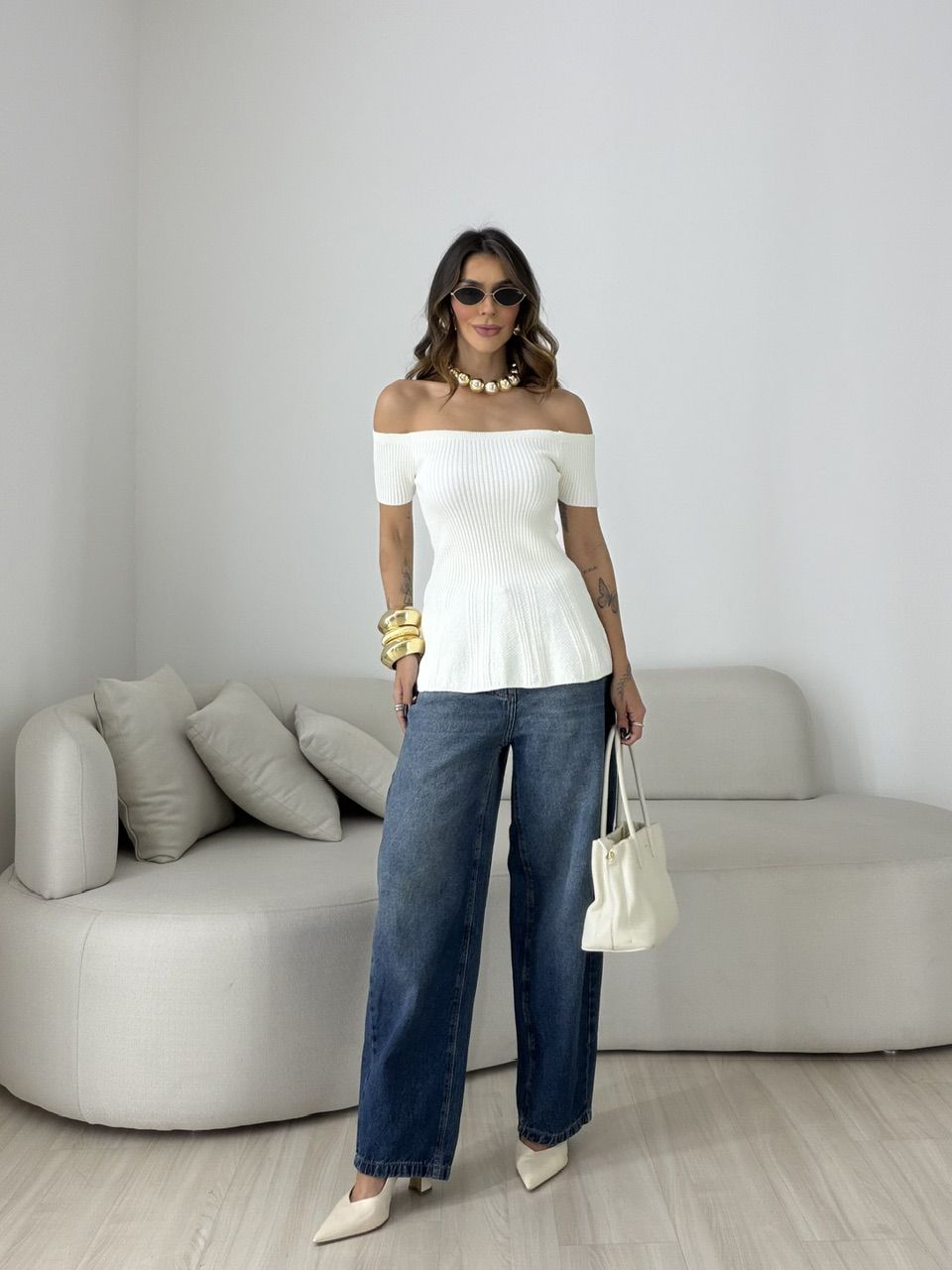 BLUSA SUELI TRICOT MARFIM