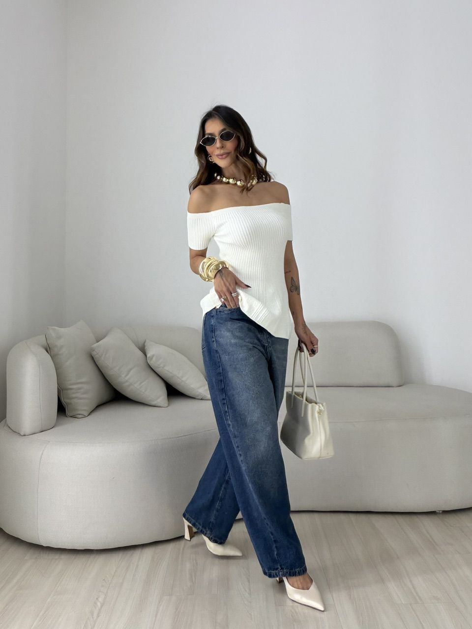 BLUSA SUELI TRICOT MARFIM