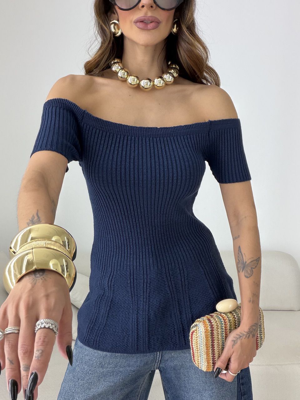 BLUSA SUELI TRICOT MARINHO