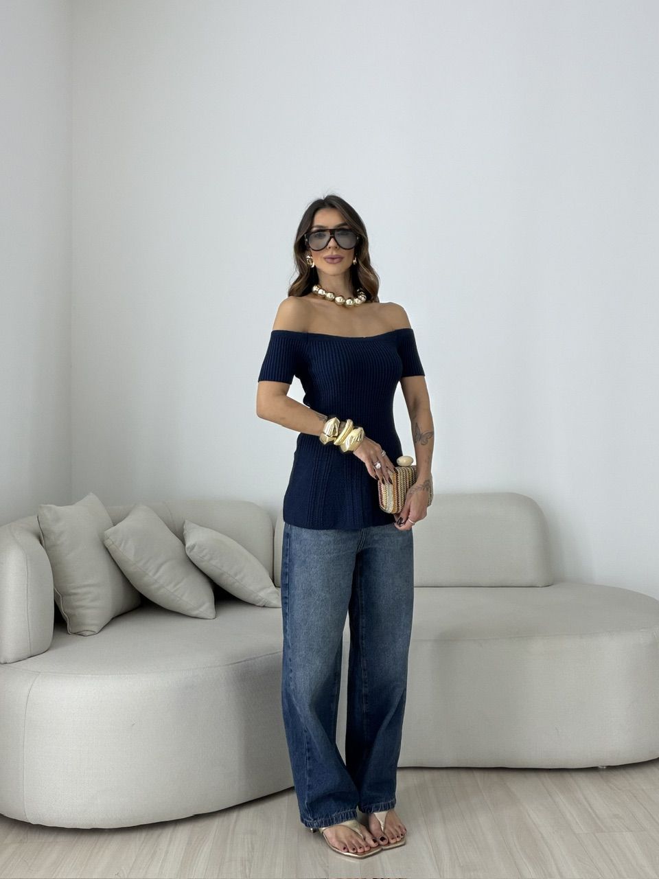 BLUSA SUELI TRICOT MARINHO
