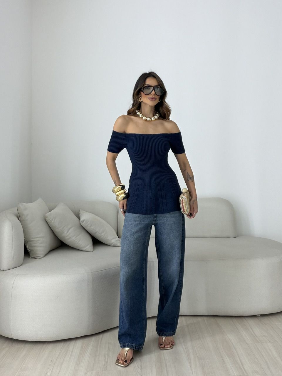 BLUSA SUELI TRICOT MARINHO