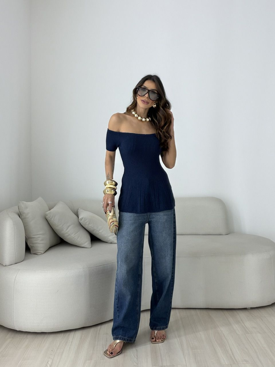 BLUSA SUELI TRICOT MARINHO