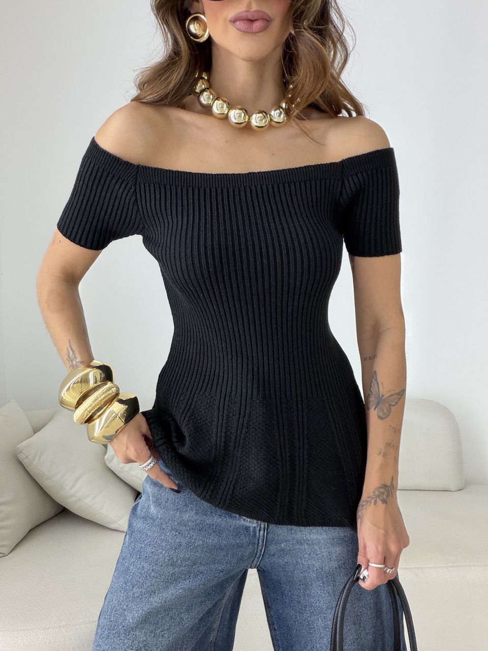 BLUSA SUELI TRICOT PRETA