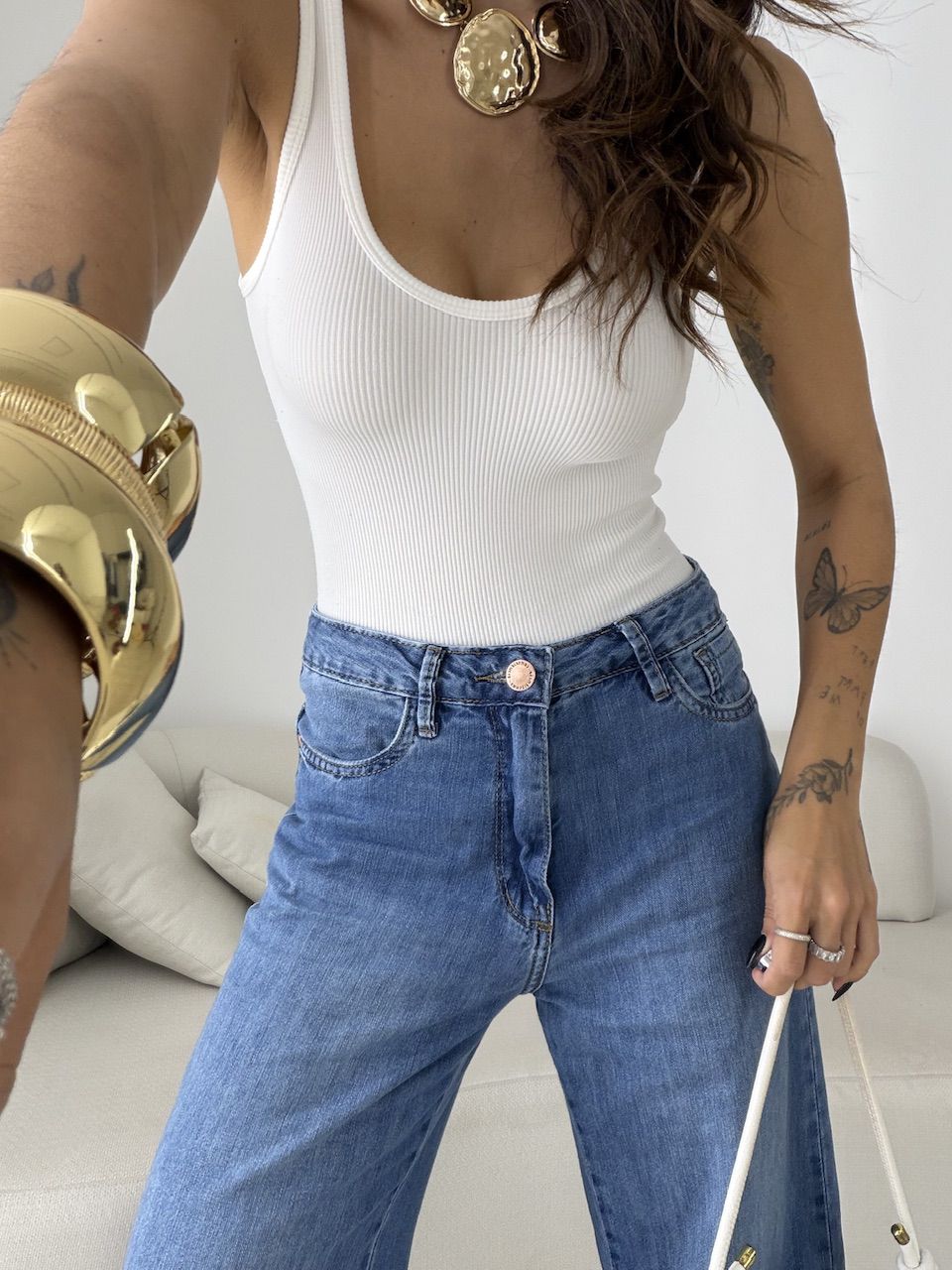 CALÇA RENATA FENDA JEANS MÉDIO