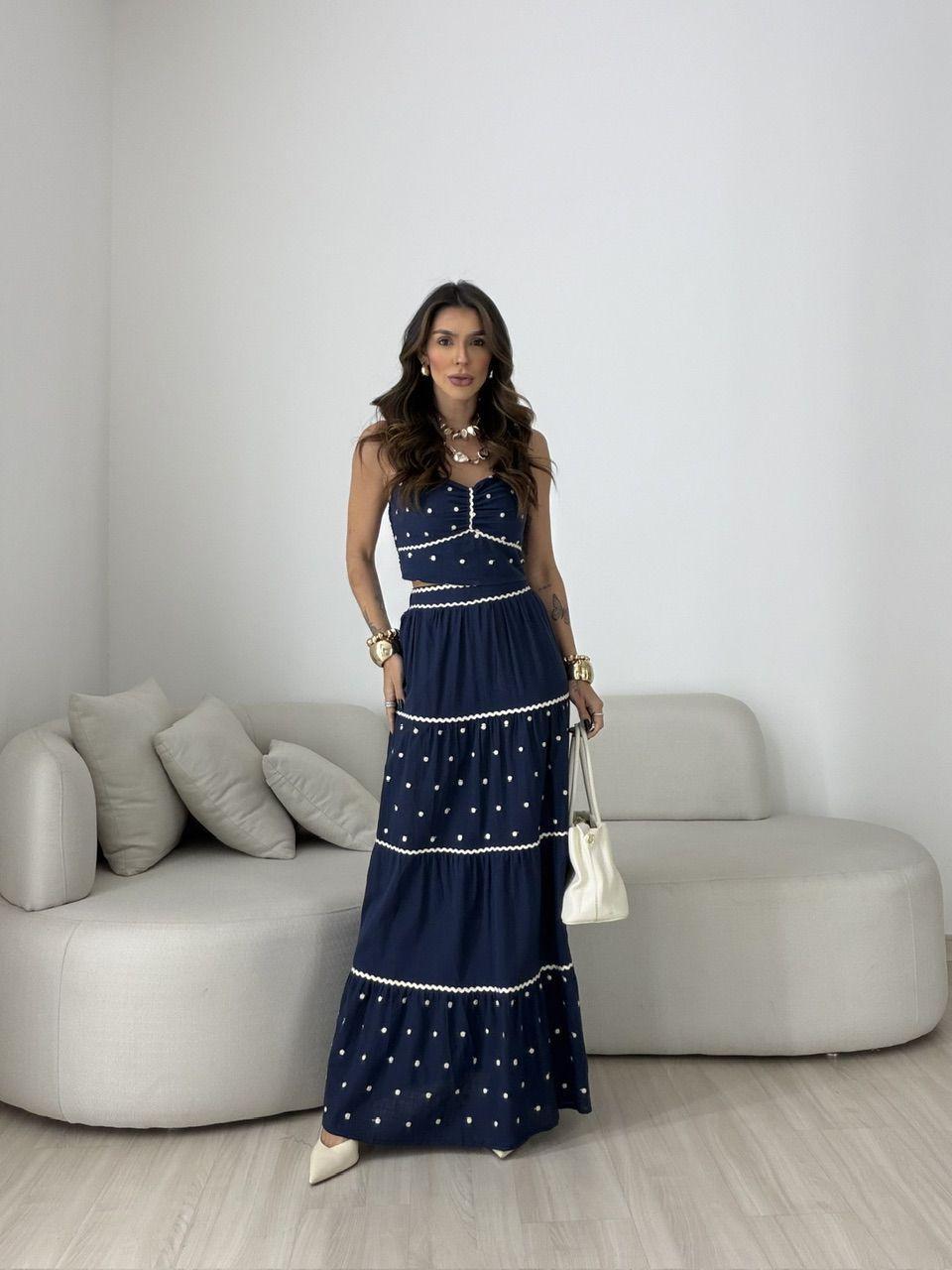 CONJUNTO KARINA SAIA LONGA MARINHO - 0079970055 - CAROLLA FERRARO