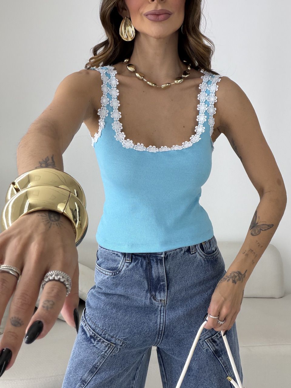 CROPPED CARLA FLORES AZUL