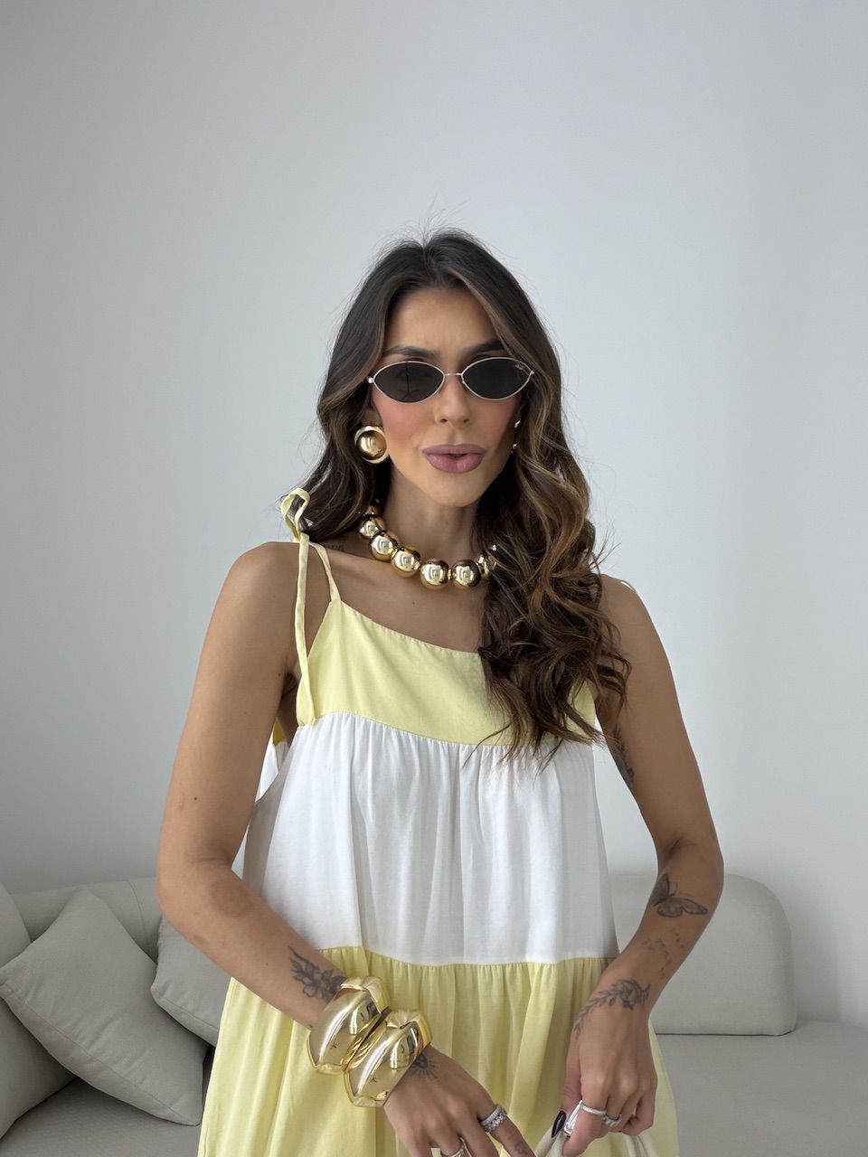 VESTIDO JANAÍNA ALCINHA AMARELO