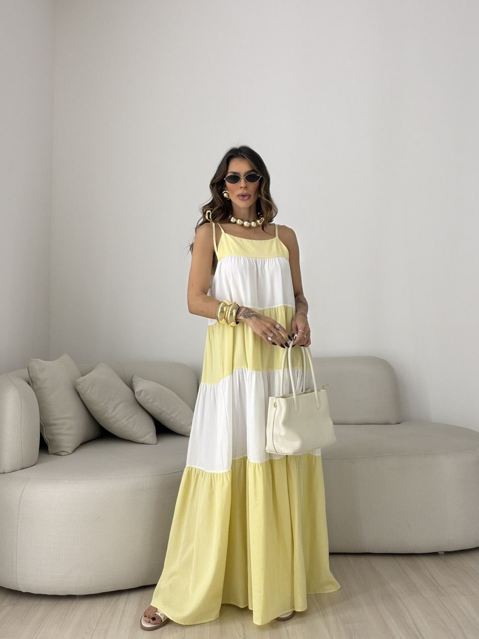 VESTIDO JANAÍNA ALCINHA AMARELO
