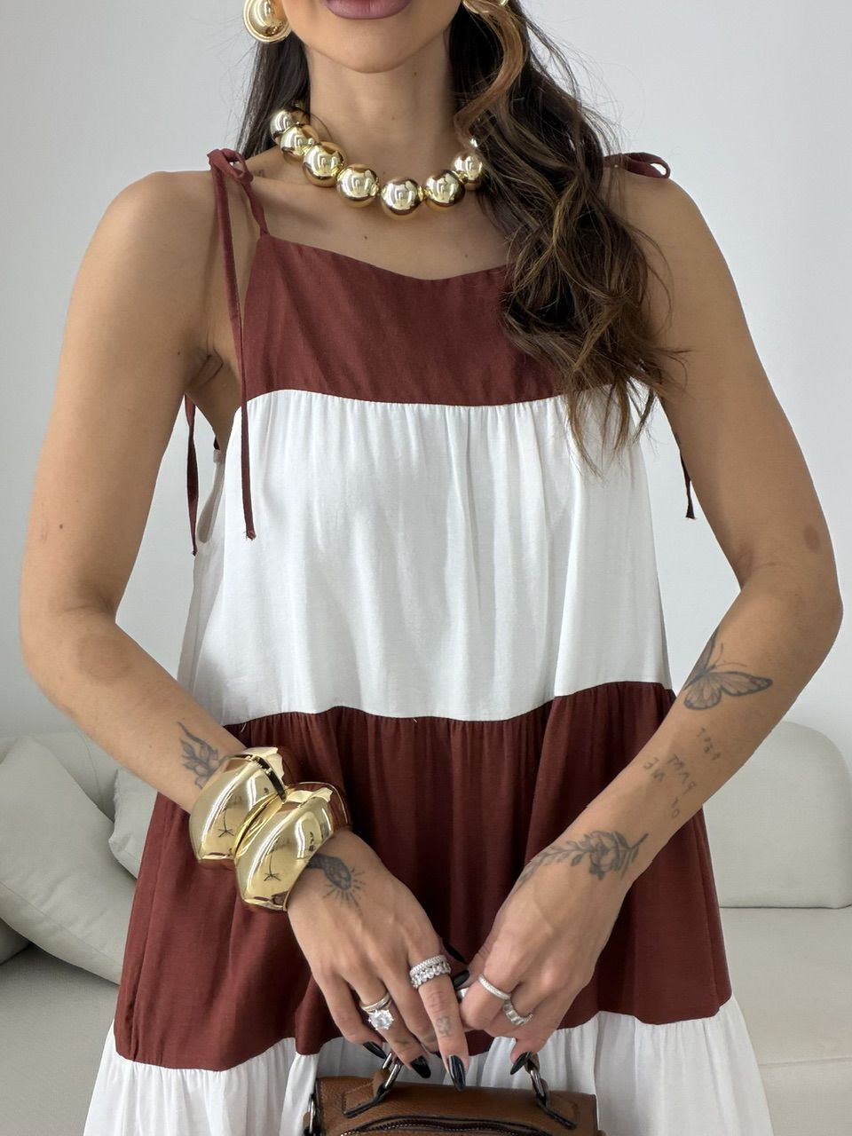 VESTIDO JANAÍNA ALCINHA CAFÉ