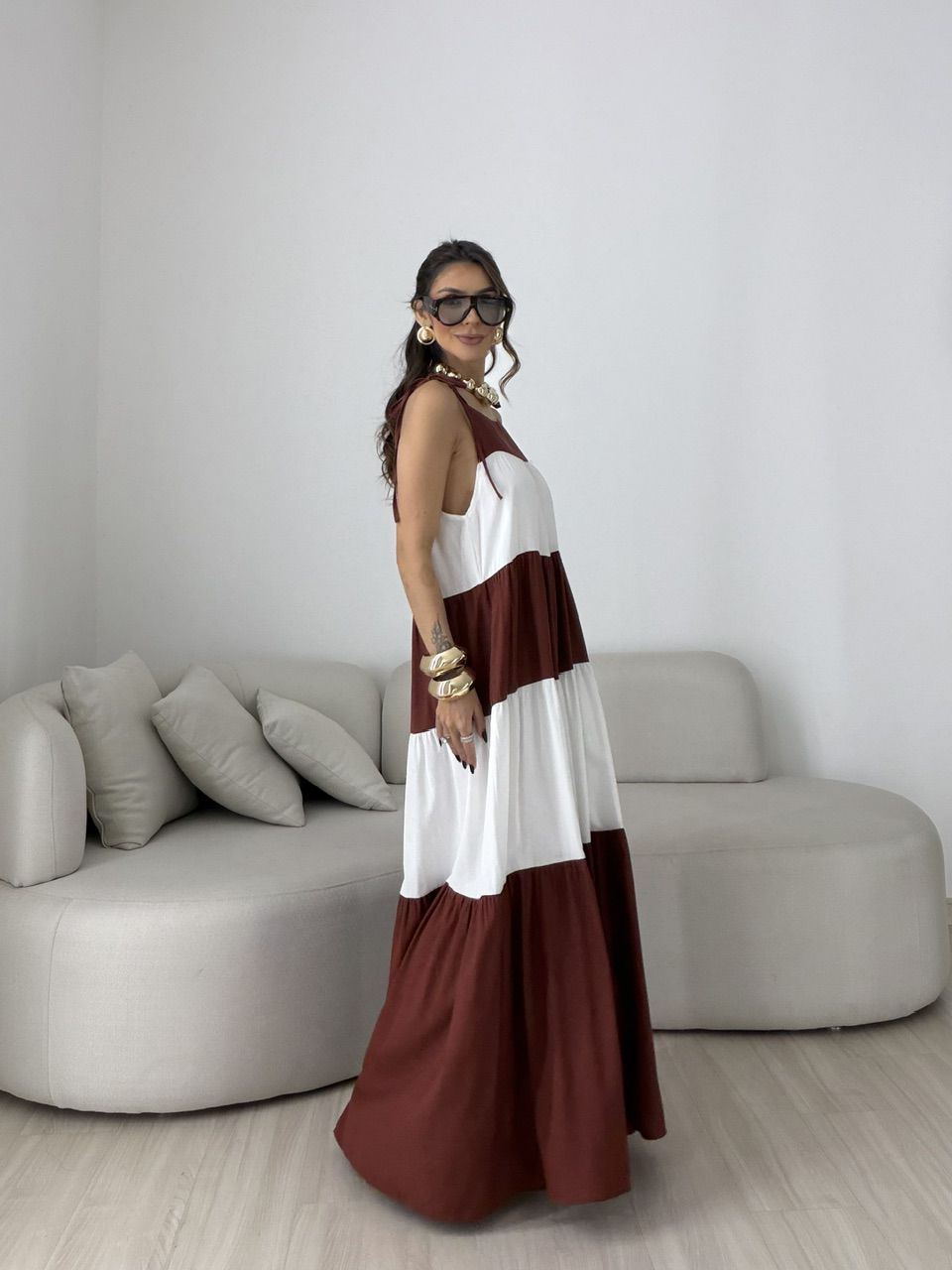 VESTIDO JANAÍNA ALCINHA CAFÉ