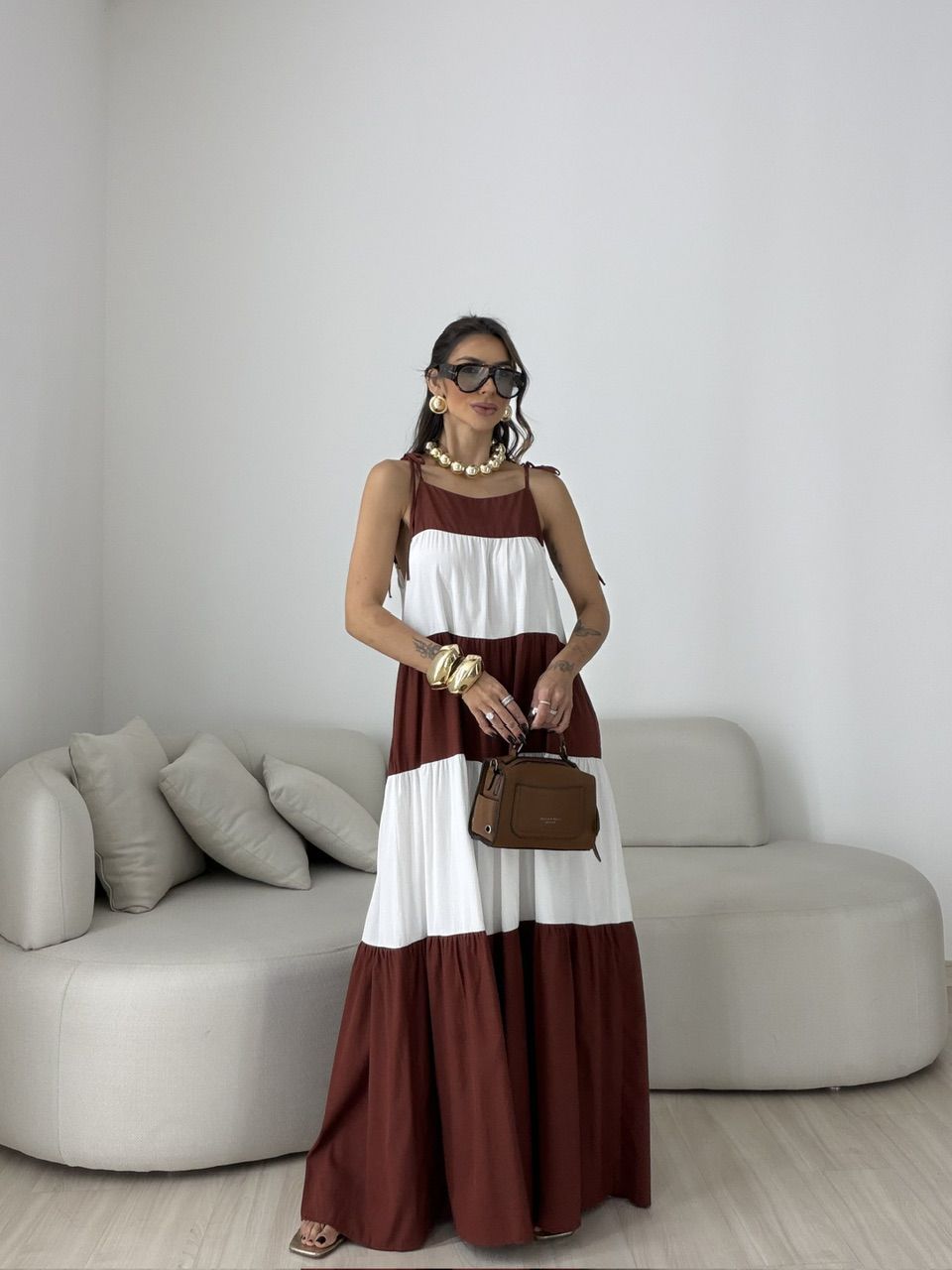 VESTIDO JANAÍNA ALCINHA CAFÉ