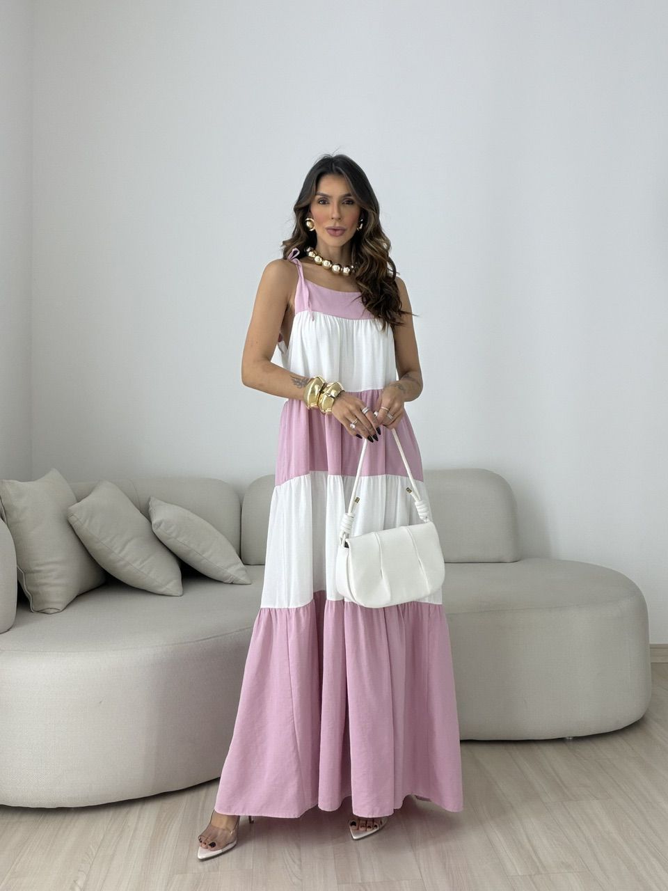 VESTIDO JANAÍNA ALCINHA ROSA - 0080160031 - CAROLLA FERRARO