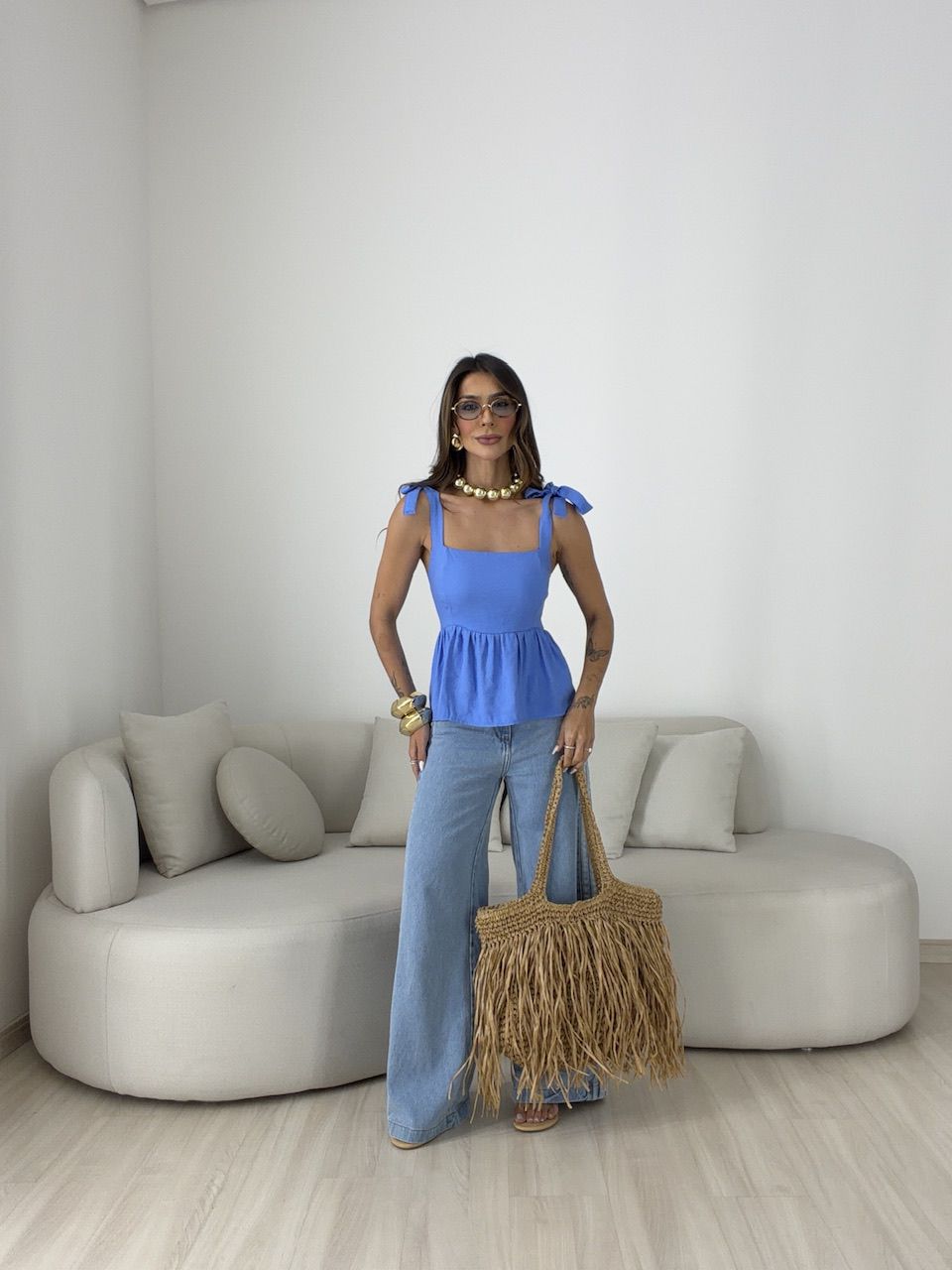 BLUSA MAÍRA PEPLUM AZUL ESCURO
