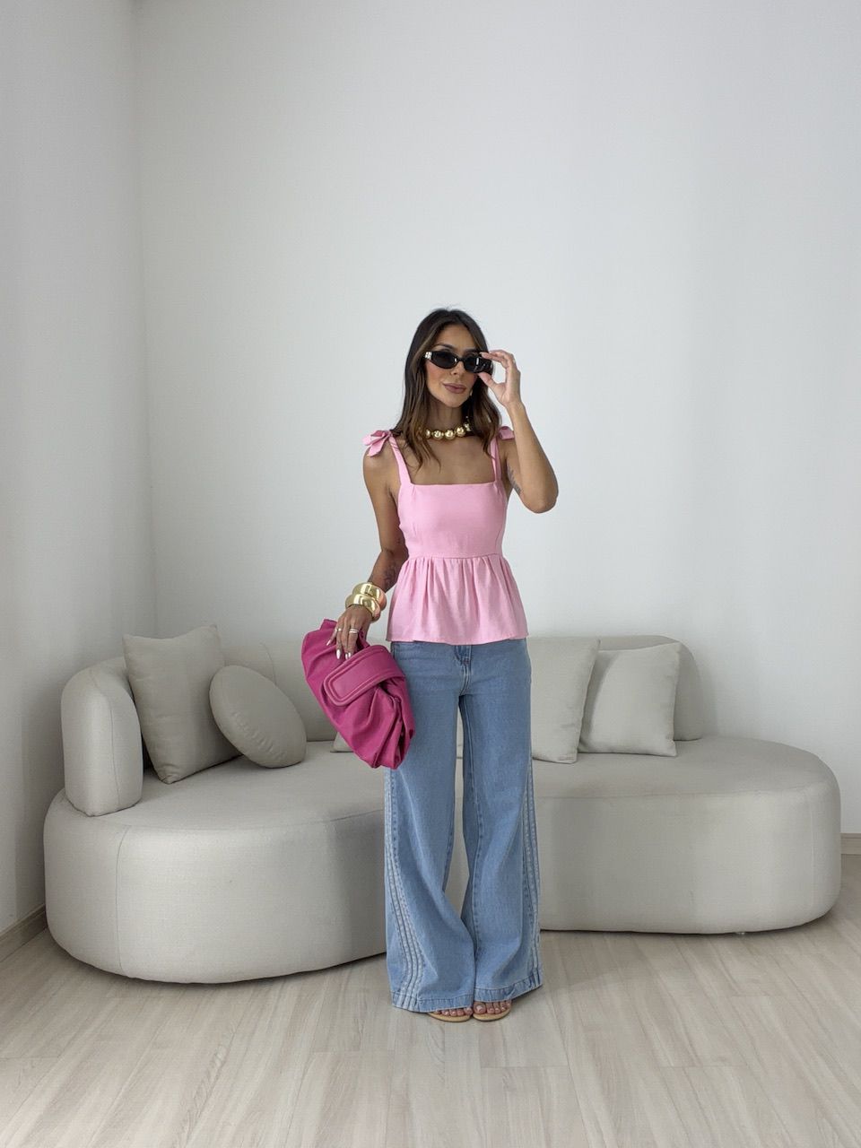 BLUSA MAÍRA PEPLUM ROSA