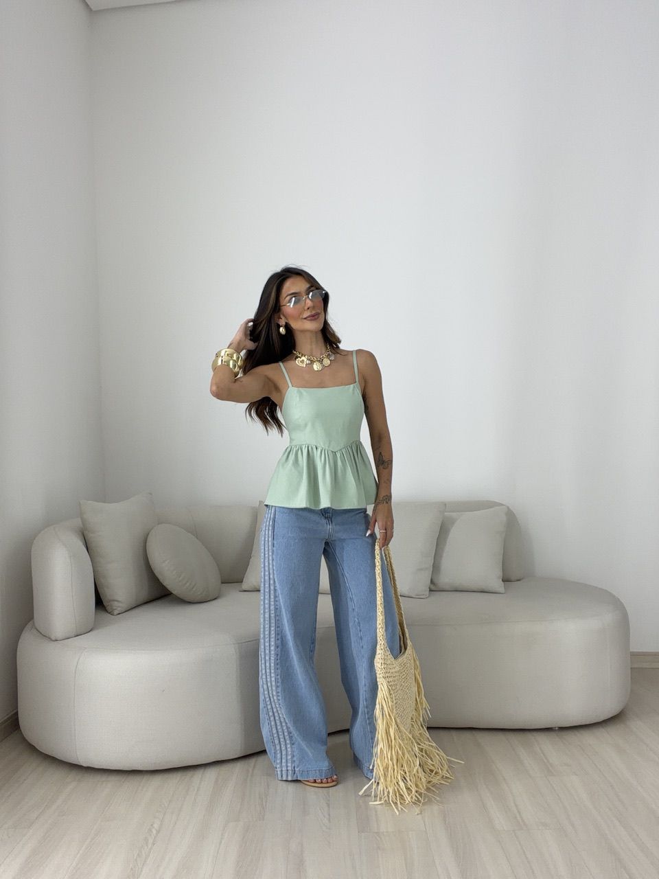 BLUSA MARRIE PEPLUM ALCINHA VERDE