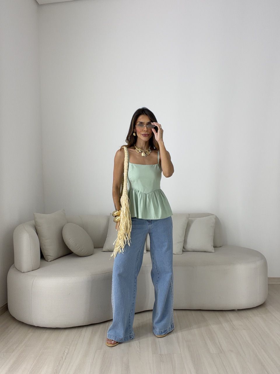 BLUSA MARRIE PEPLUM ALCINHA VERDE