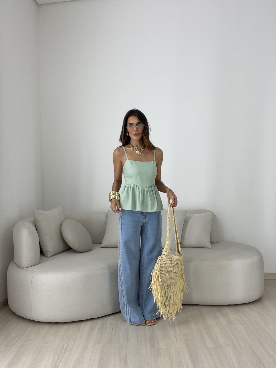 BLUSA MARRIE PEPLUM ALCINHA VERDE