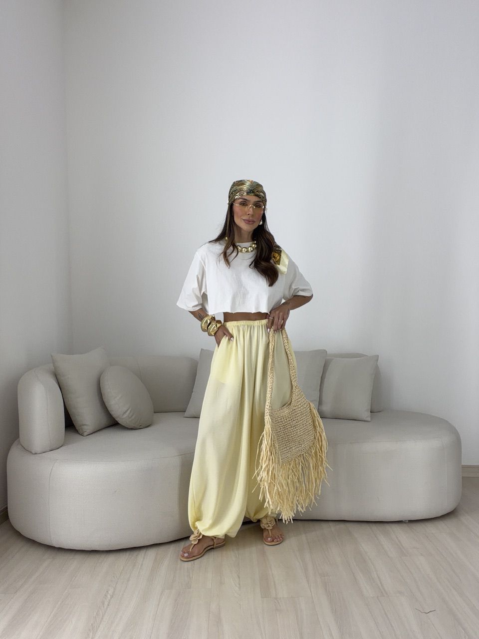 CALÇA MARIA VITÓRIA ALADIM AMARELA