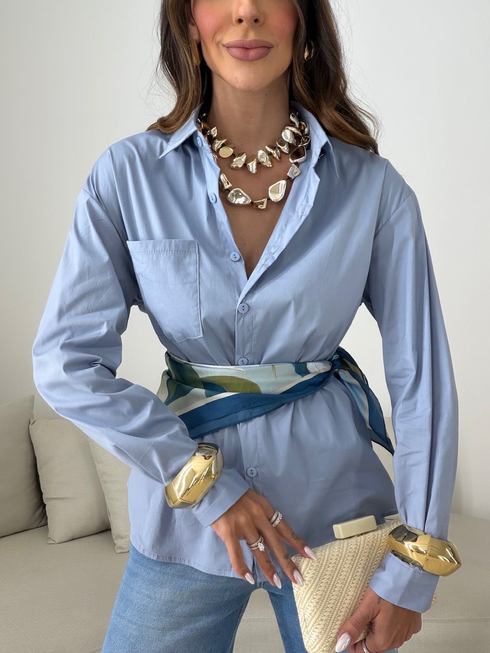 CAMISA ANDRÉIA TRICOLINE AZUL