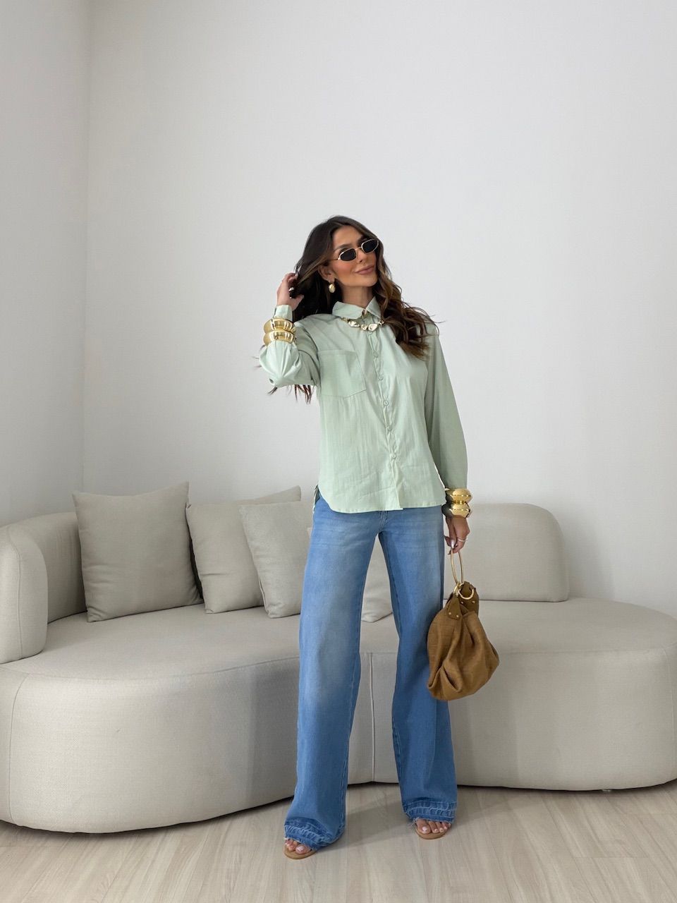 CAMISA ANDRÉIA TRICOLINE MENTA