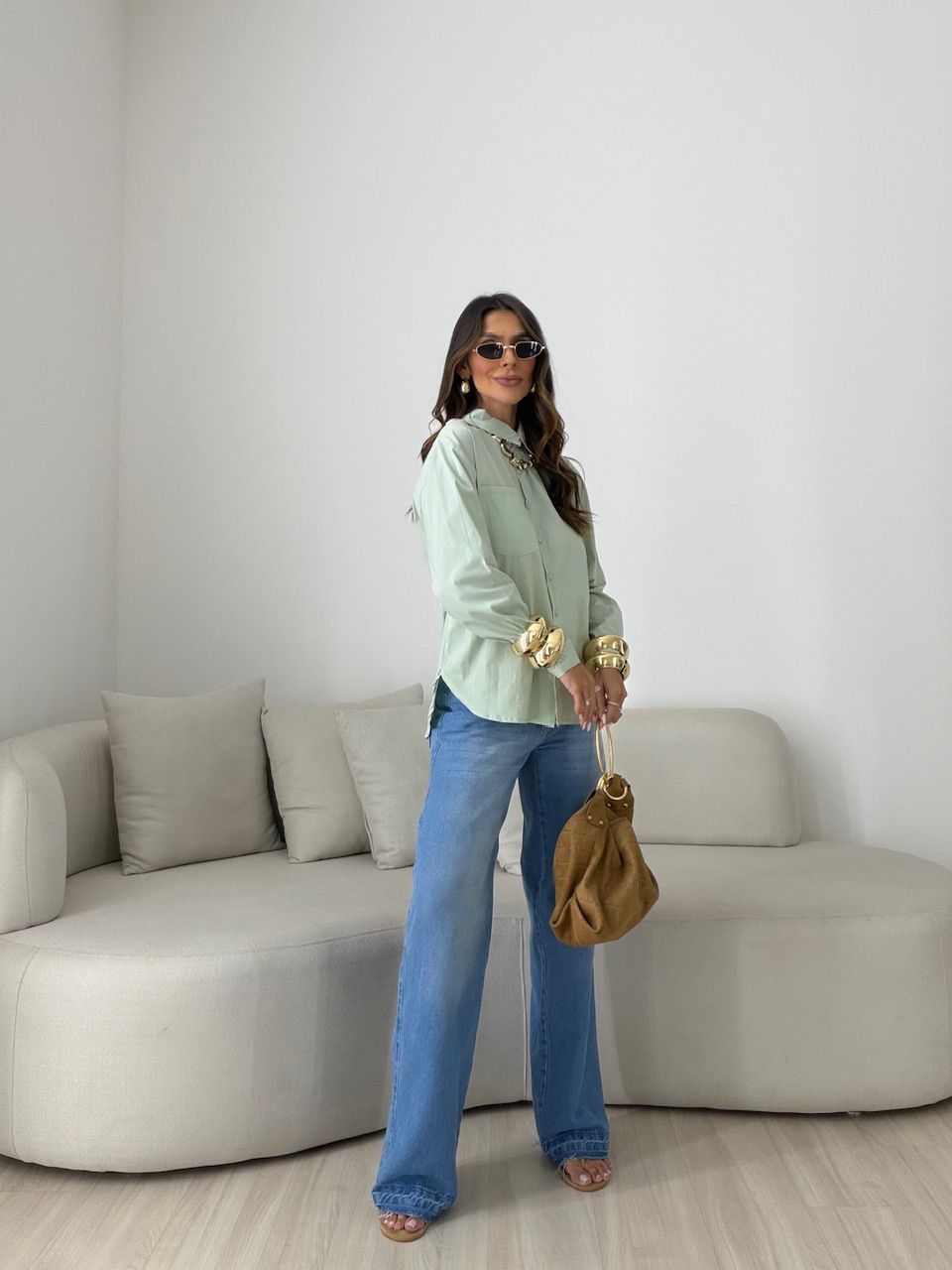 CAMISA ANDRÉIA TRICOLINE MENTA