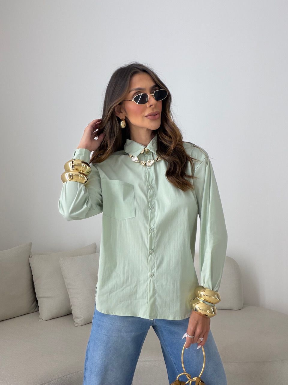 CAMISA ANDRÉIA TRICOLINE MENTA